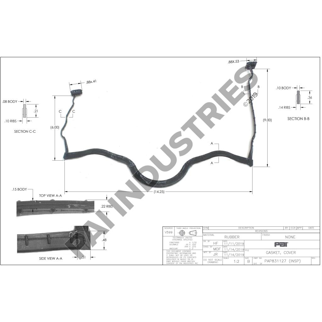 Pai 831127 Gasket Timing Gear Cover Same As Volvo Mack 21383310